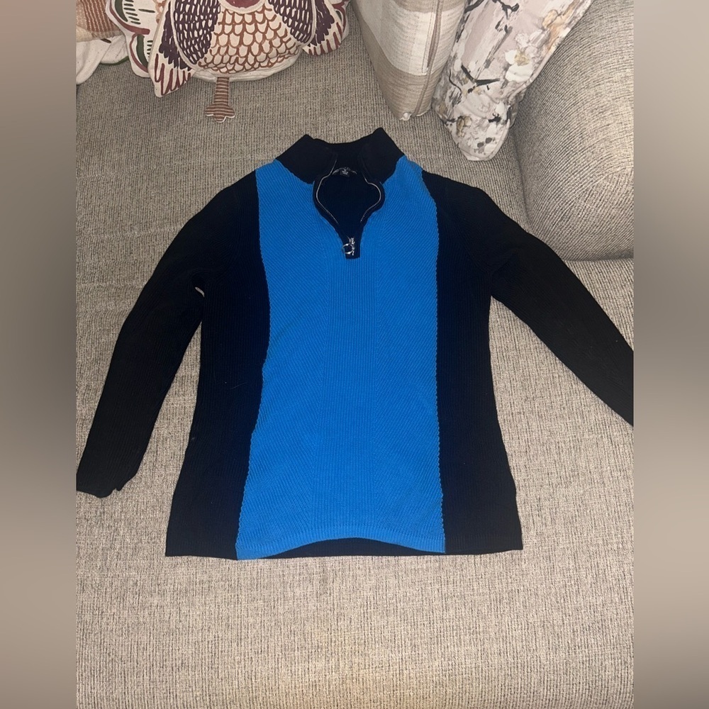 Jones New York Black and Blue Turtleneck Sweater